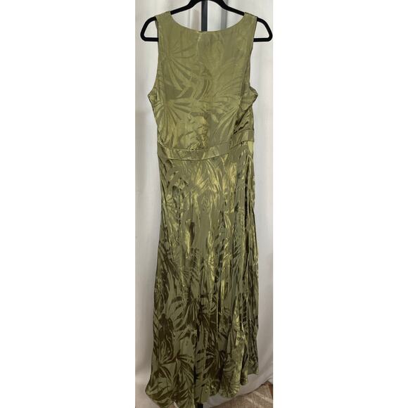 Lauren Ralph Lauren Palm Leaf Jacquard Sleeveless Dress Olive Green Size 16 NWT - Picture 8 of 13